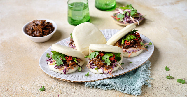 Smokey Beef Rib Fingers With Kimchi Coleslaw and Bao Buns