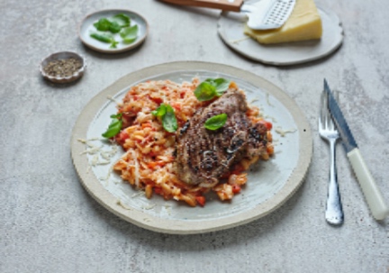 Lamb Steak with Orzo